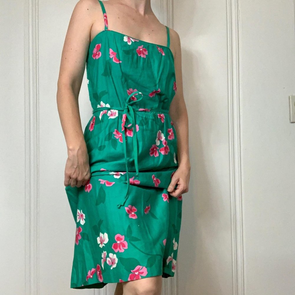 Aqua Hawaiian Print Vintage Dress Size M